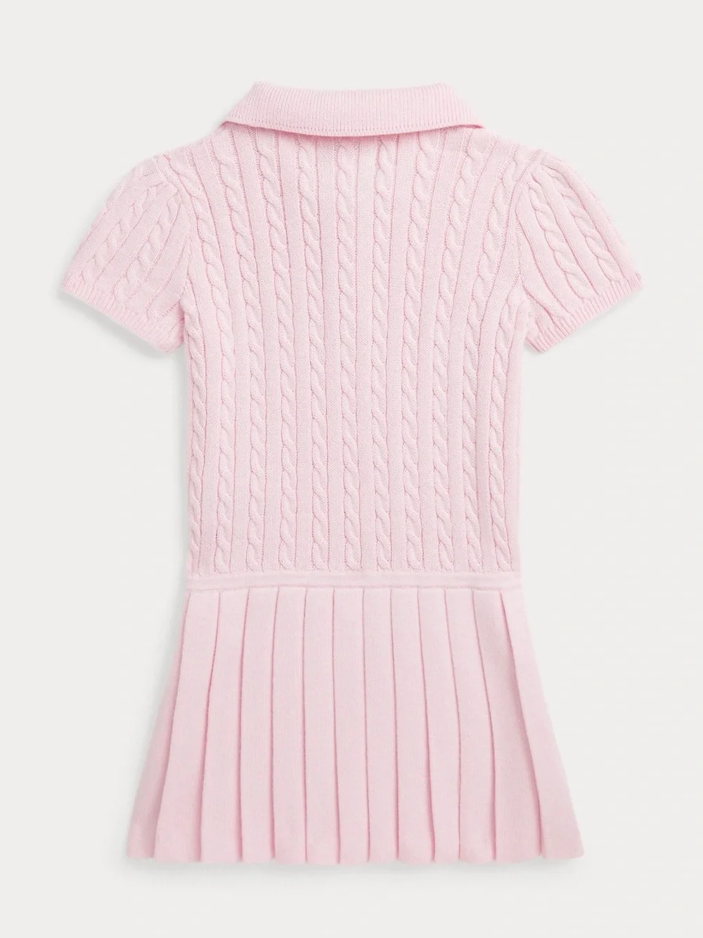 Ralph Lauren Light Pink Cable-Knit Polo Pleated Dress